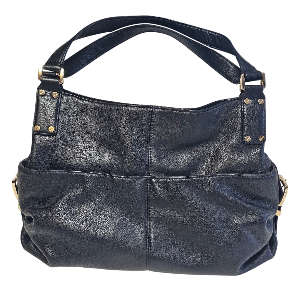 Michael Kors Portland Black Leather Large Shoulder Bag Tote Purse Gold Hardware - Picture 4 of 14